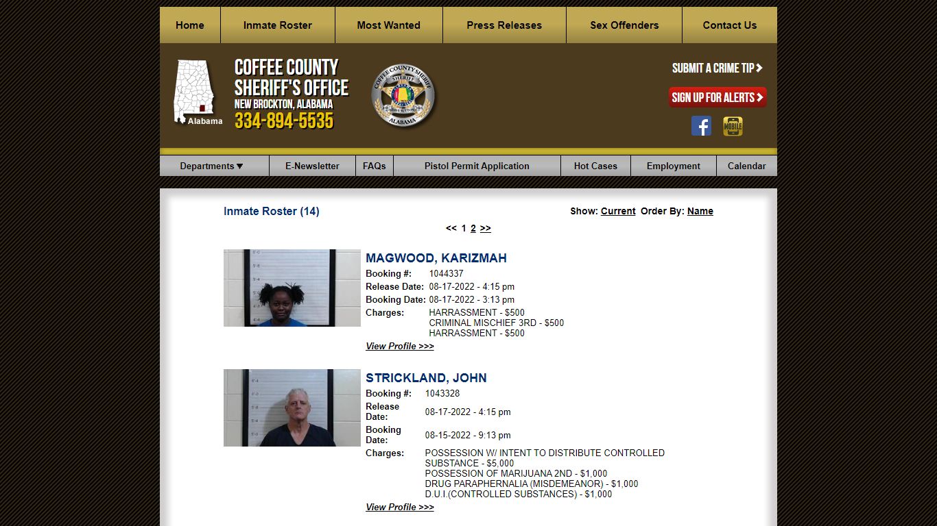 Inmate Roster - Released Inmates Booking Date Descending - Coffee ...